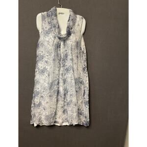 Elena Baldi Floral Sleeveless Dress Made in Italy, Large, Viscose Silk Blend